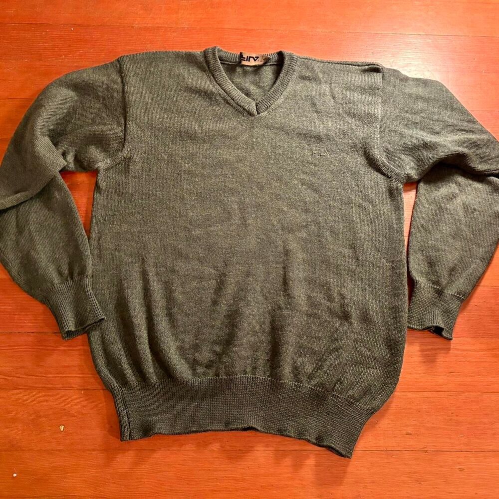 Vtg. Fila Men's Green Wool Sweater